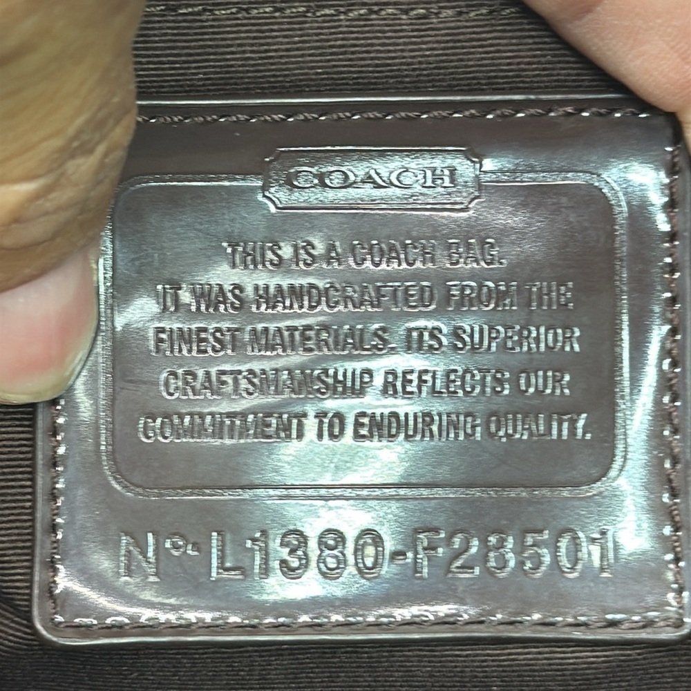 (X2) Coach, Brown shoulder bag with signature founded in 1941 - Picture 13 of 15